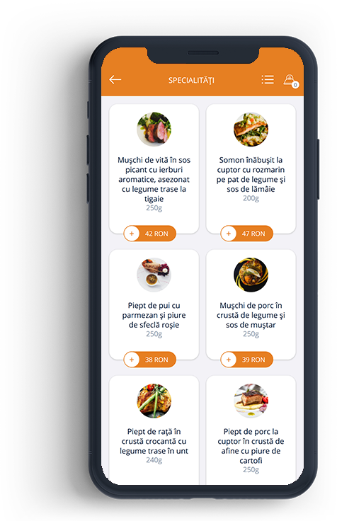 Demo pentru meniul online SAVOR pentru restaurant, terasă, hotel